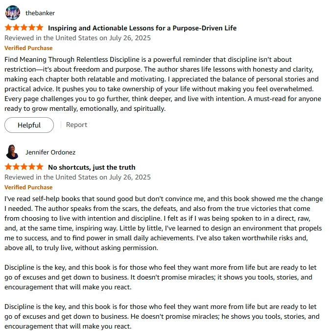 Find Meaning Through Relentless Discipline Book Review 1 and 2
